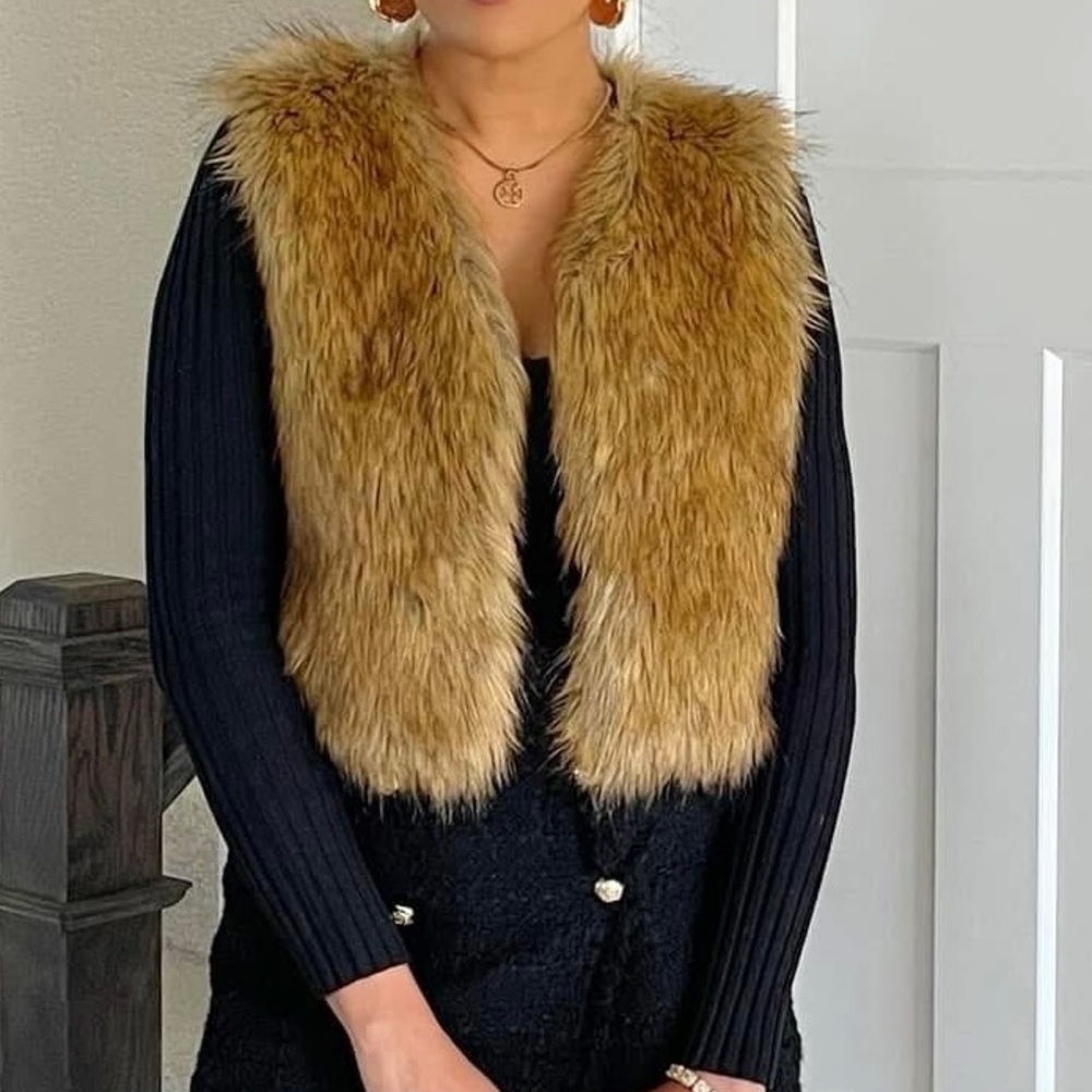 Faux Fur Vest in Brown